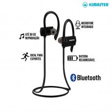 Fone de Ouvido sem Fio Bluetooth com Microfone Sports Kimaster - K30 Preto
